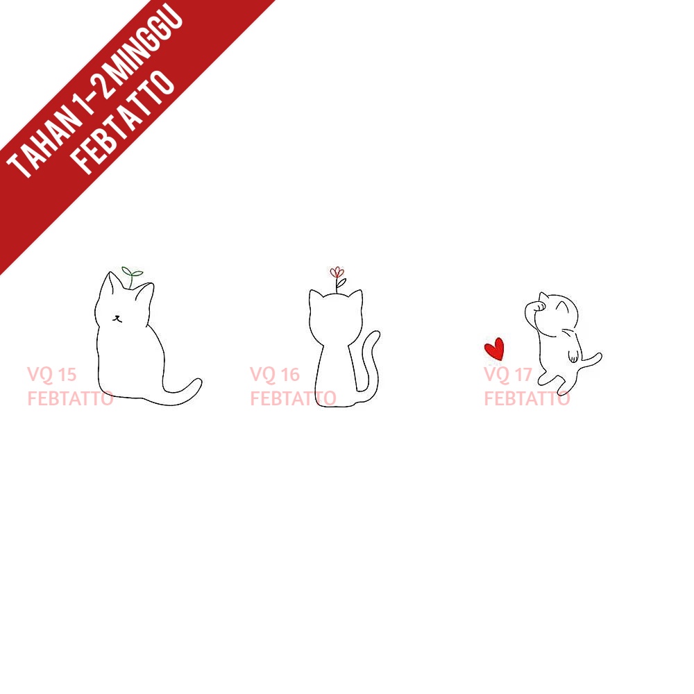 Tato Temporer tato kucing Stiker Tatto - VQ 15-17