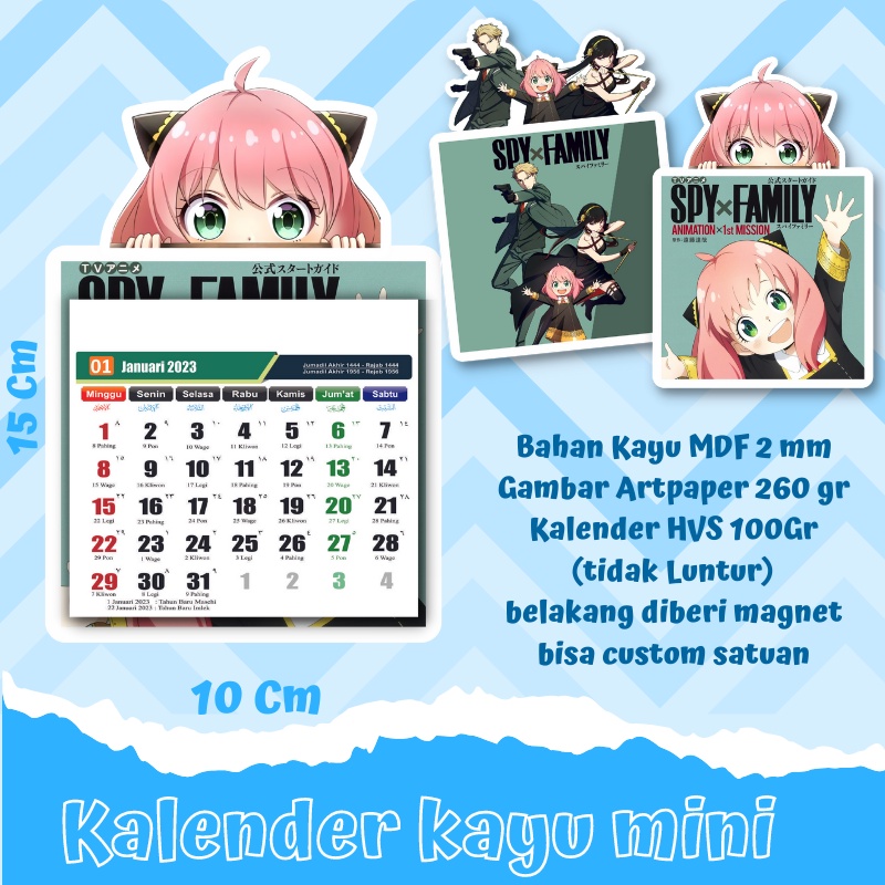 

calendar / kalender kayu magnet 2023 Anime Spy x Family anya menerima custom satuan / kalender promosi