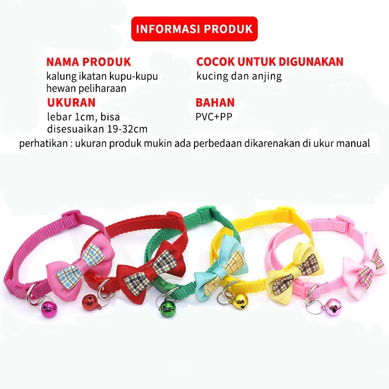 Kalung Kucing Kalung Kucing Ikatan Kupu-kupu Pola Kotak-kotak Mengikat Kalung Kucing dan Anjing Imut-imut Kerah Hewan Peliharaan