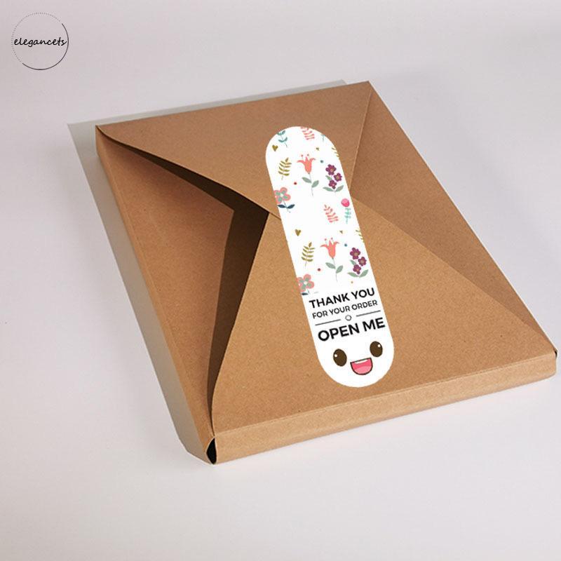 

100PCS / Paket Stiker Kemasan Ekspresi Lucu Sticker Persegi Panjang Stickers Penyegelan Kotak Hadiah E