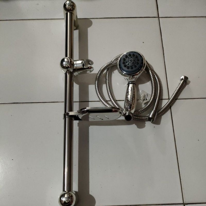 1 SET Shower mandi tiang + tempat sabun shower tiang bisa stel model tiang shower kamar mandi