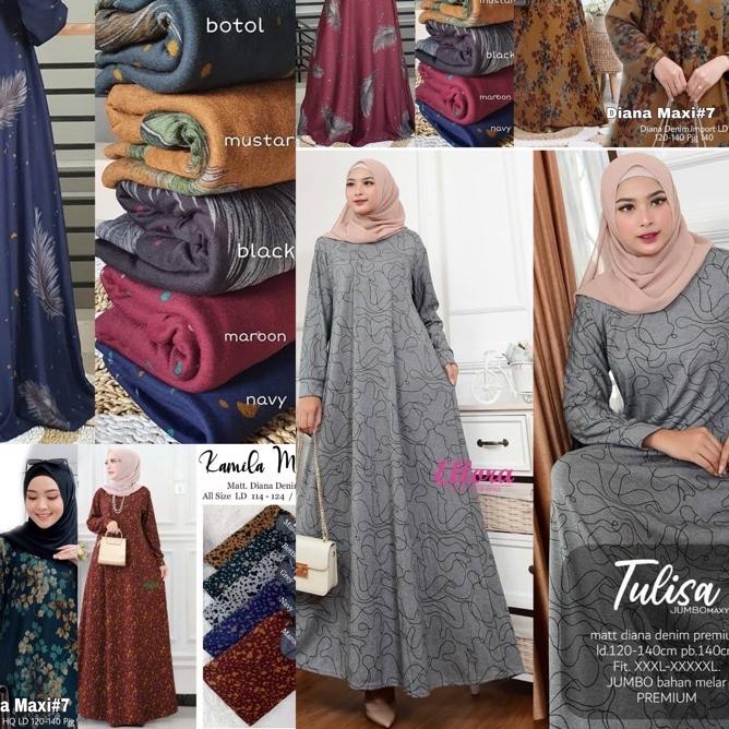 Quality Control✅Tarosa Maxy Gamis Wanita Muslimah Calvin Jeans Denim Diana Jumbo Tebal Adem Nyaman D