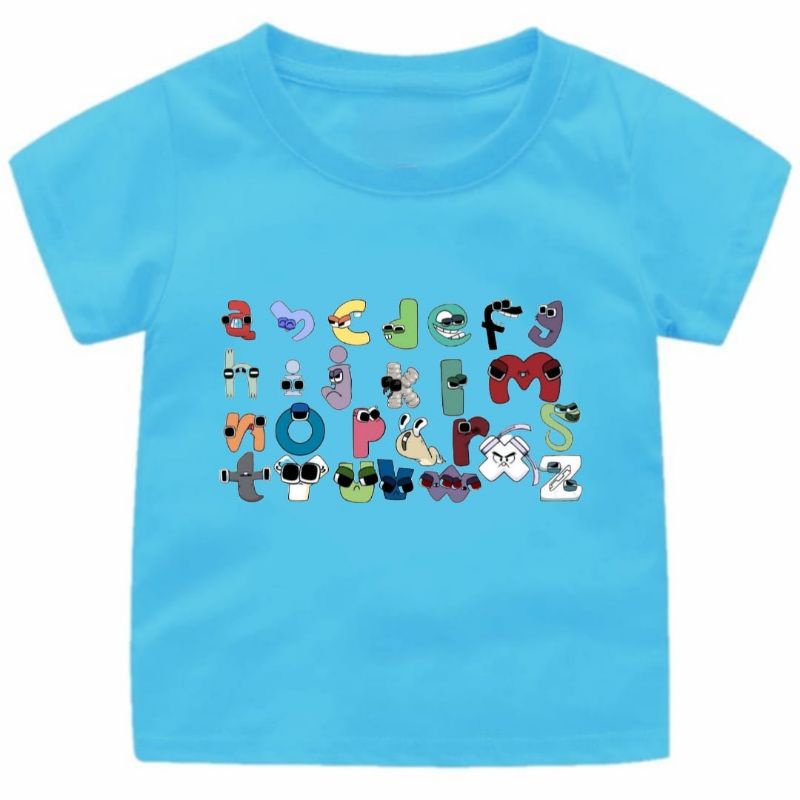 BAJU KAOS ANAK COWOK/CEWEK 1-12 TAHUN ALPHABET LORE VIRAL(POLOS)