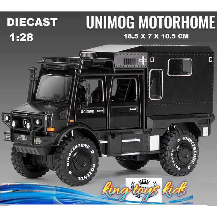 TERBARU / DIECAST MINIATUR MOBIL MERCEDES BENZ UNIMOG METAL SERIES SKALA 1:28 - Hitam