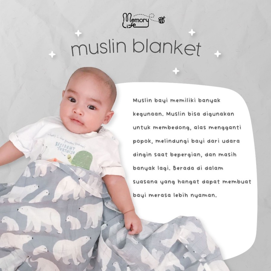 MEMORYLIFE ESSENTIAL Premium Baby Muslin Blankets Swaddle Bedong