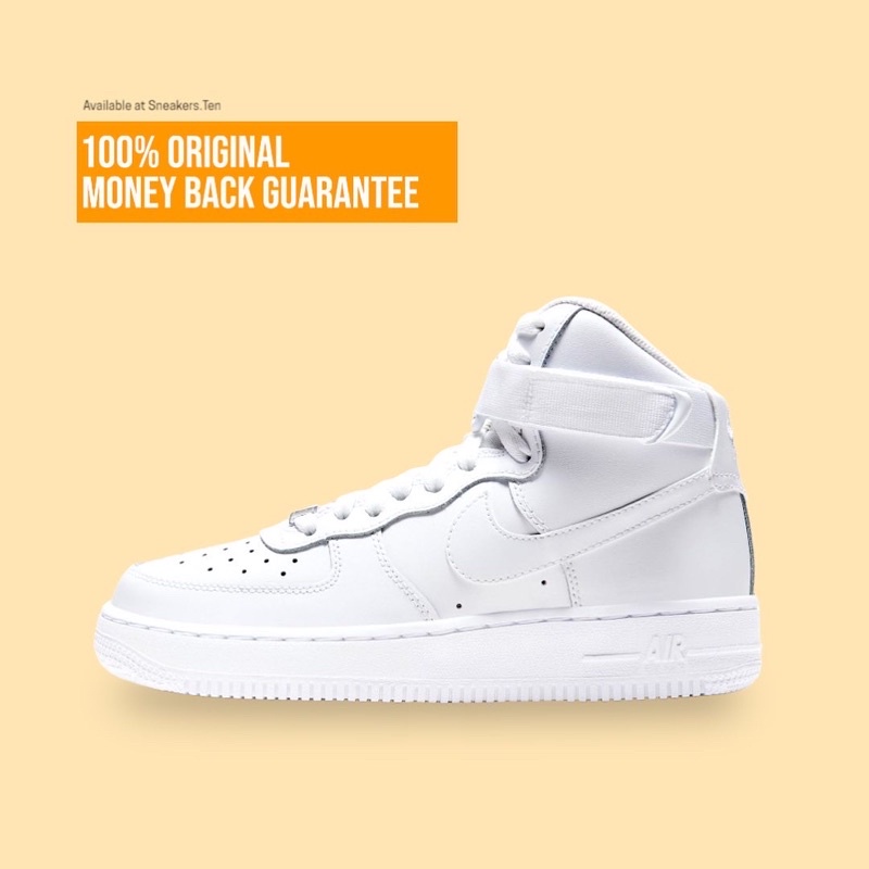Sepatu Sneaker Nike Air Force 1 GS High All White Original 100%