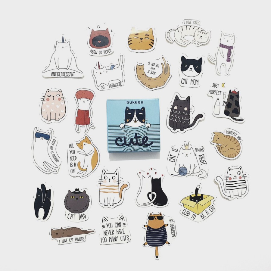 

Bukuqu Stiker Journal SJ019 Cute Cat untuk Notebook, Planner