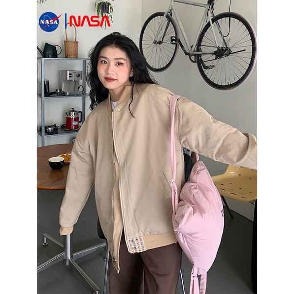 NASA Bersama Nama Reversibel Bisbol Seragam Chanel Mantel Wanita Woven Plaid Cardigan Jaket