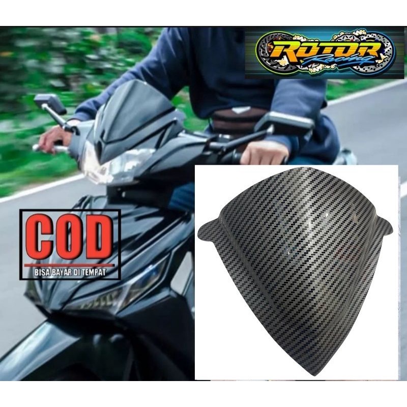 Visor variasi carbon bahan akrilik supra x 125 fi free double tape