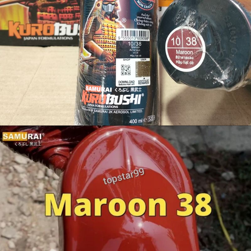 Pilok Pilox Cat Samurai Maroon 38 Merah Maron Marun 400ml..Pylok Cat Semprot Samurai Paint Kurobushi