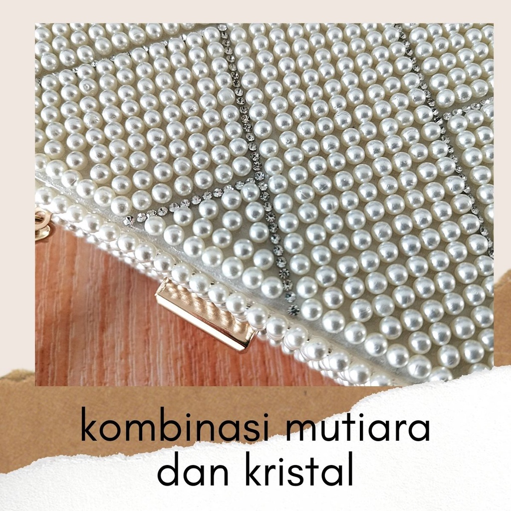 Tas Pesta Import Mutiara Kondangan Wanita Premium Kristal Ori Terkini Handbag Wisuda Elegan Mewah Impor 70195-2 KLIKSISTA