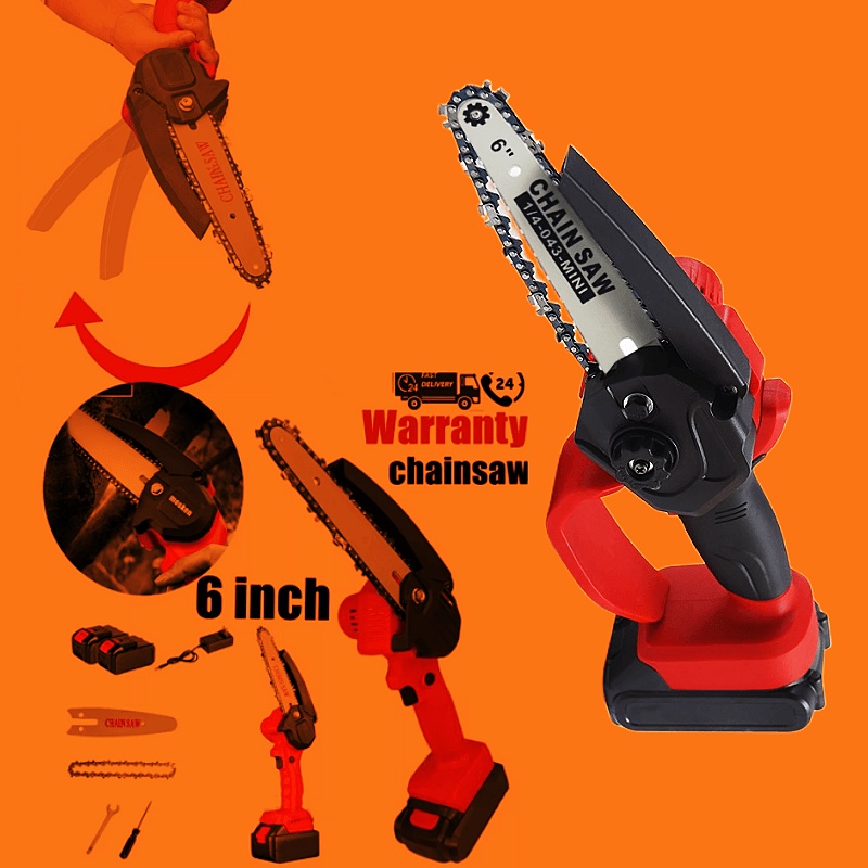 Gergaji Mini 2022, Gergaji Rantai Listrik Tanpa Kabel 6 Inci 42V, Pelat Dinding Logam Gergaji Portab