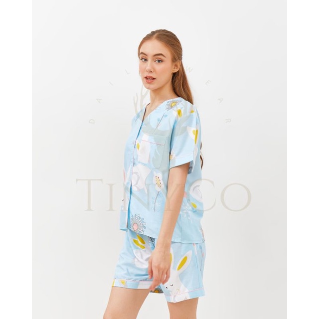 PIYAMA PREMIUM COTTON || RABBIT FLOWER BLUE