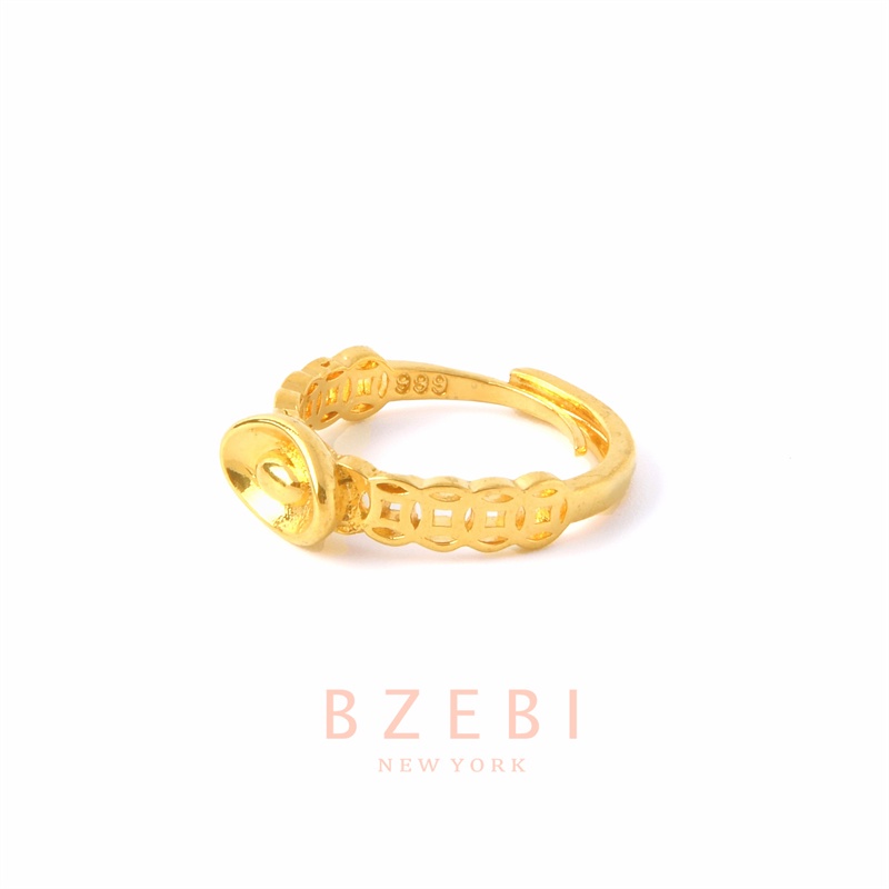 Bzebi Cincin Emas Berlian 18k Cincin Terbuka Dapat Disesuaikan Anti Karat Gaya Korea Aksesoris Fashion Wanita Aksesoris Harian Perhiasan Premium Hadiah Ultah Dengan Box 376r