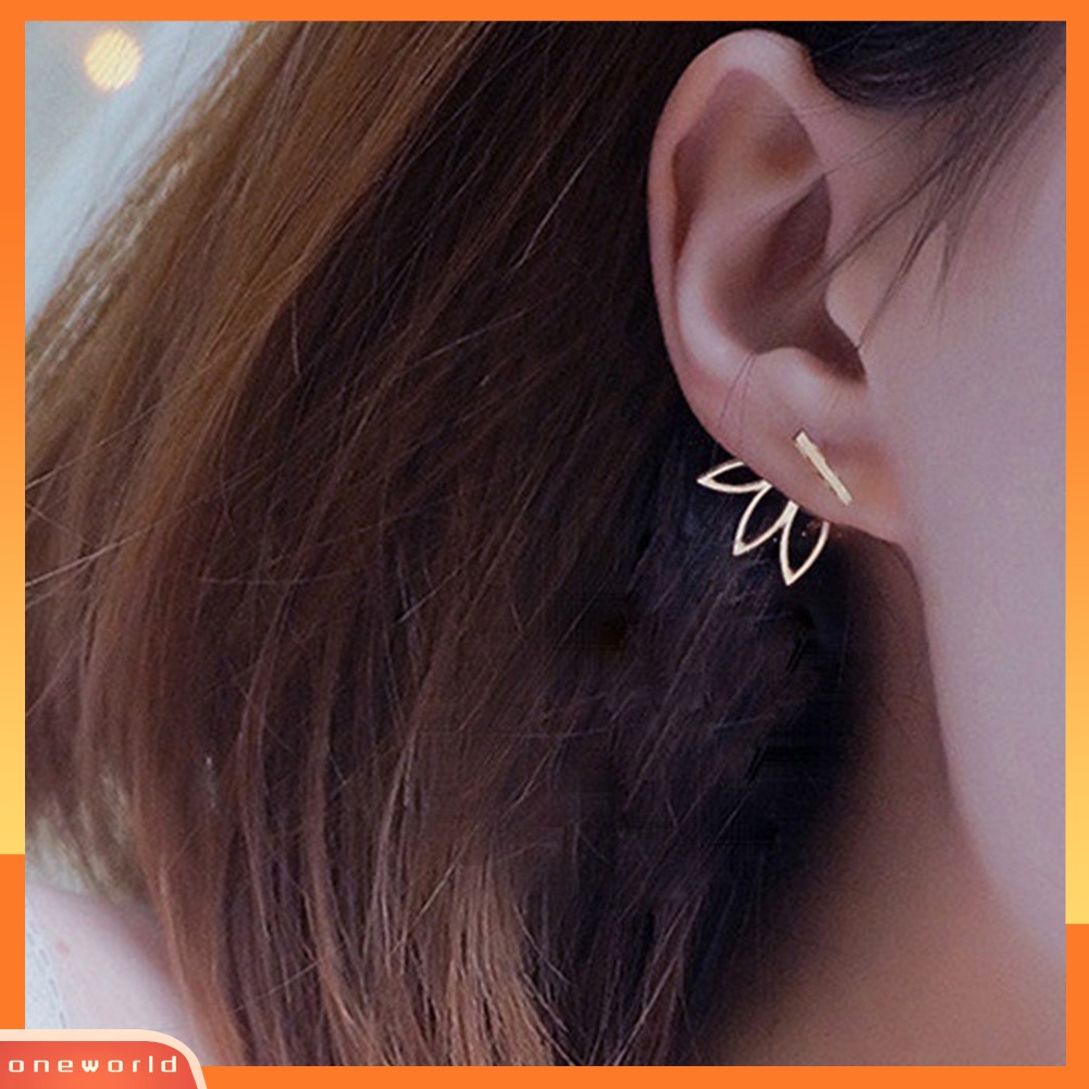 [WONE] Fashion Wanita Berongga Lotus Ear Studs Piercing Jalan Pesta Anting Perhiasan Halus