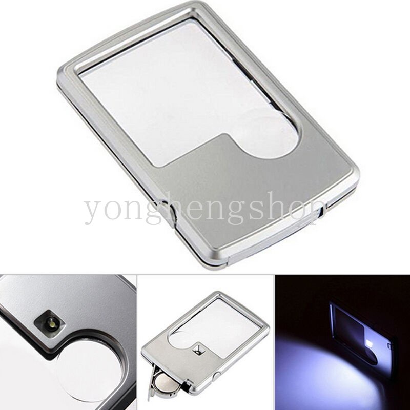 3x 6X Mini Card Type LED Magnifier Untuk Lansia Loupe Genggam Dengan Kulit Case Kaca Pembesar Baca Portabel Ultra-Tipis Dengan Lampu LED