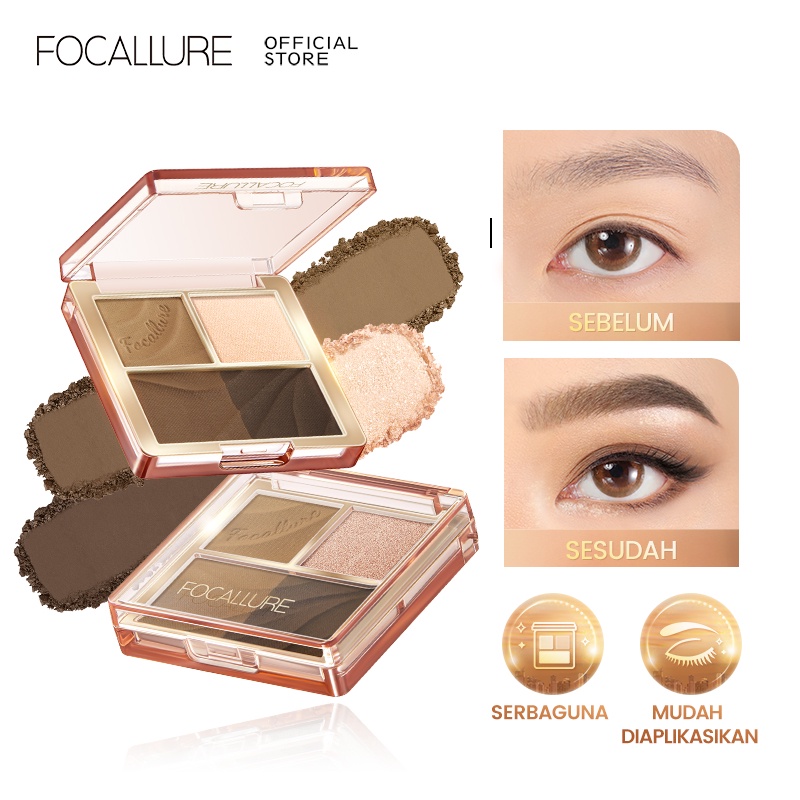 FOCALLURE AmberGold 3 IN 1 Eyebrow Powder Palette Multi-Use Eyeshadow Contour Waterproof 3 Colors