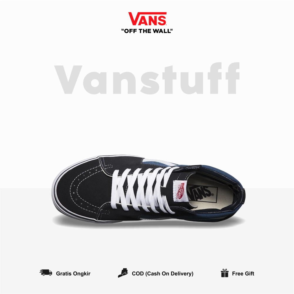 Vans Classic SK8 Hi Navy White Pria Wanita Original 100% BNIBWT Ori Authentic High Blue Global Market