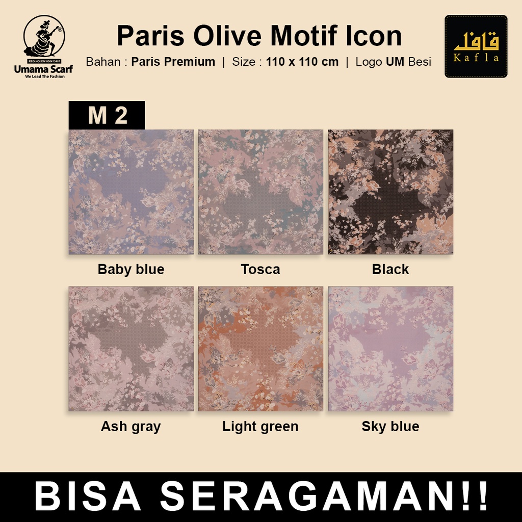 Kerudung PARIS OLIVE MOTIF Standar Umama Scarf Part 1