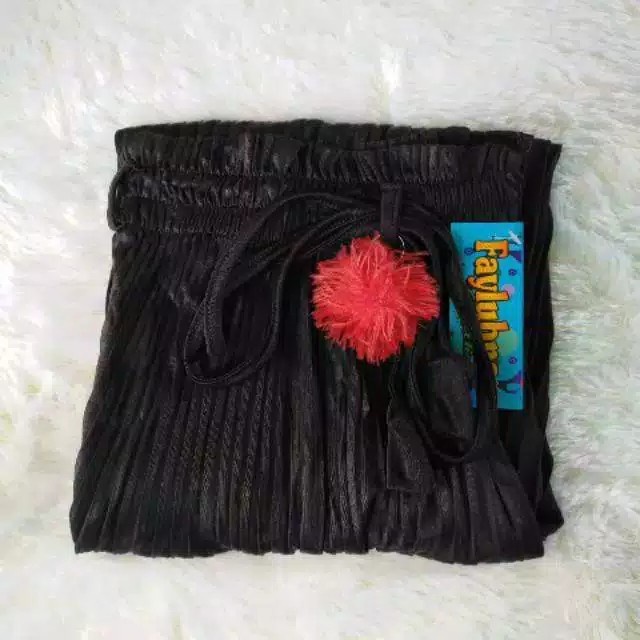 Paket 5 pcs celana anak perempuan model kulot plisket panjang usia 3-5 tahun Polos Hitam