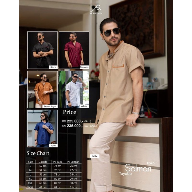 Arrafi Koko Salman | Kemeja Lengan Pendek Polos Original Arrafimen