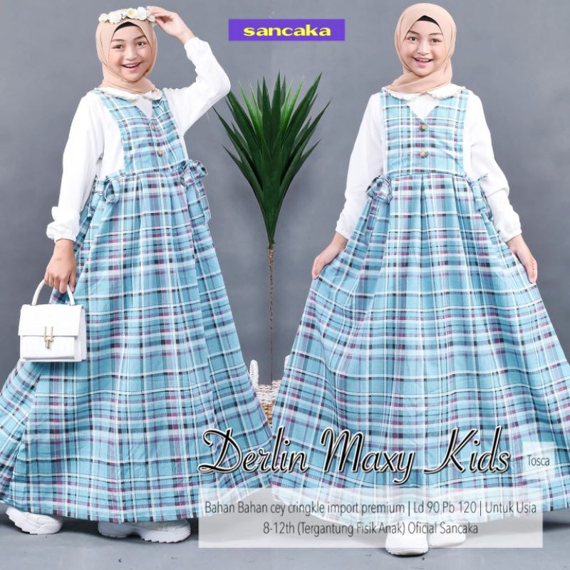 Gamis Anak Remaja Derlin Maxy by UniQue Sancaka Bahan Cey Cringkle Import Premium