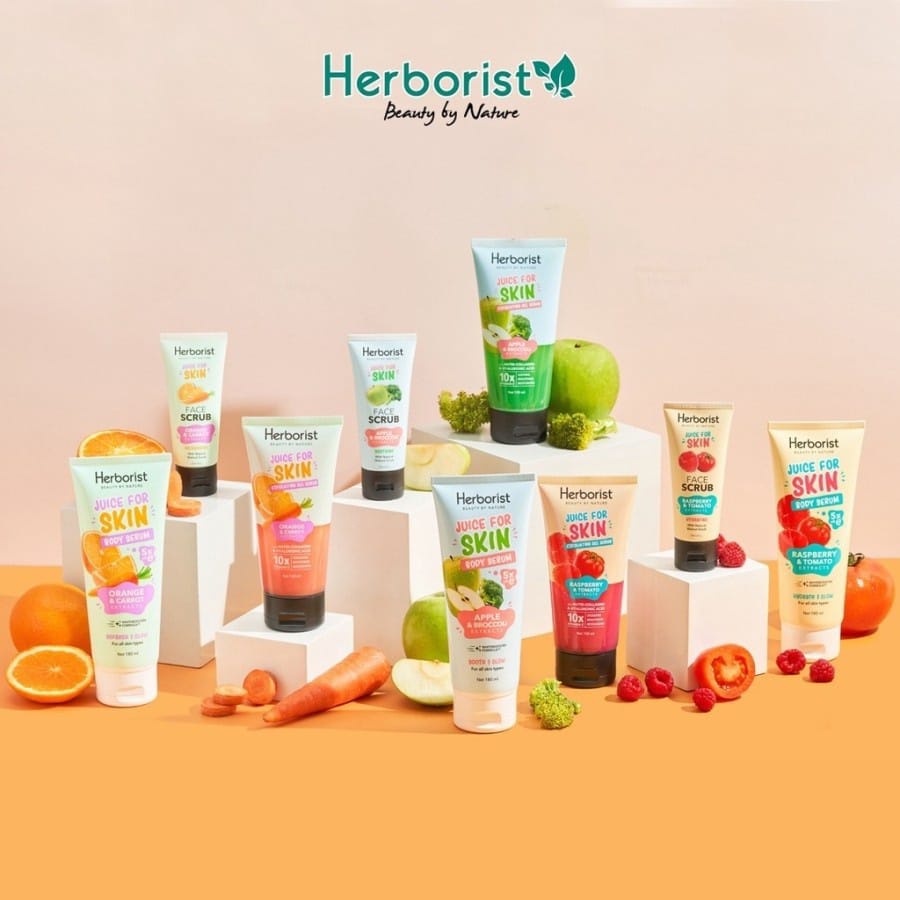 Paket Lengkap HERBORIST Body Scrub, Body Serum, Face Scrub - Paket Perawatan Herborist 3 PCS - Herbo