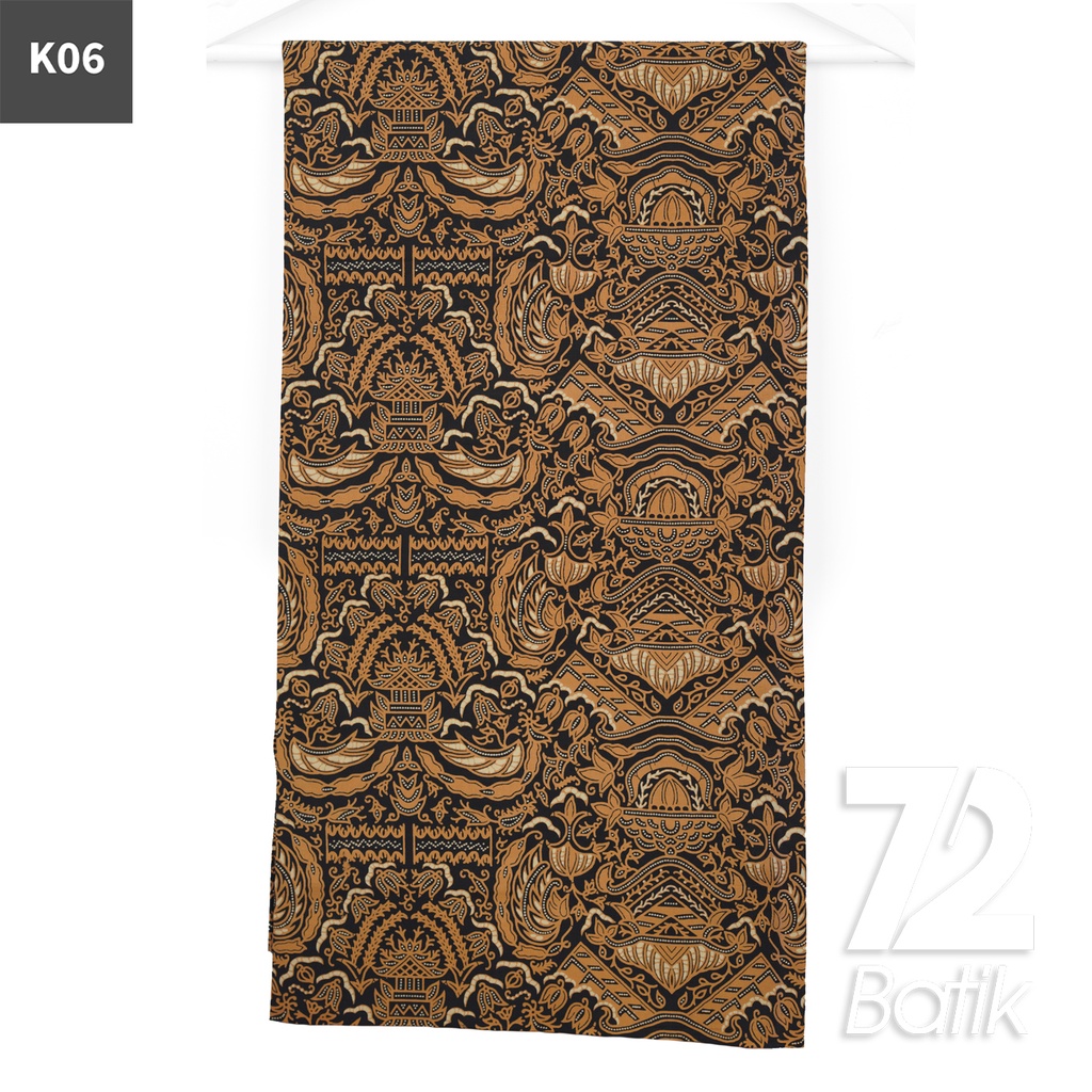 KAIN BATIK PREMIUM Bahan Katun Motif Rumah Sayap Warna Coklat Hitam 723074 Cap 72IL Jarik Jarit Samping Kebat Panjang Batik Katun Modern Premium Bahan Seragam Batik Pernikahan Kantor Keluarga Murah Kamen Jadi Batik Bali Lembaran