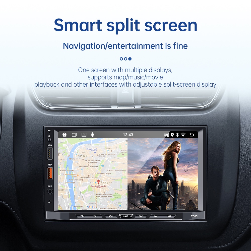 7 Inch Android 11 Radio Mobil Support Carplay Bluetooth WiFi GPS Navigation AUX input FM Radio Receiver with Split Screen Mode 2GB RAM 32GB ROM