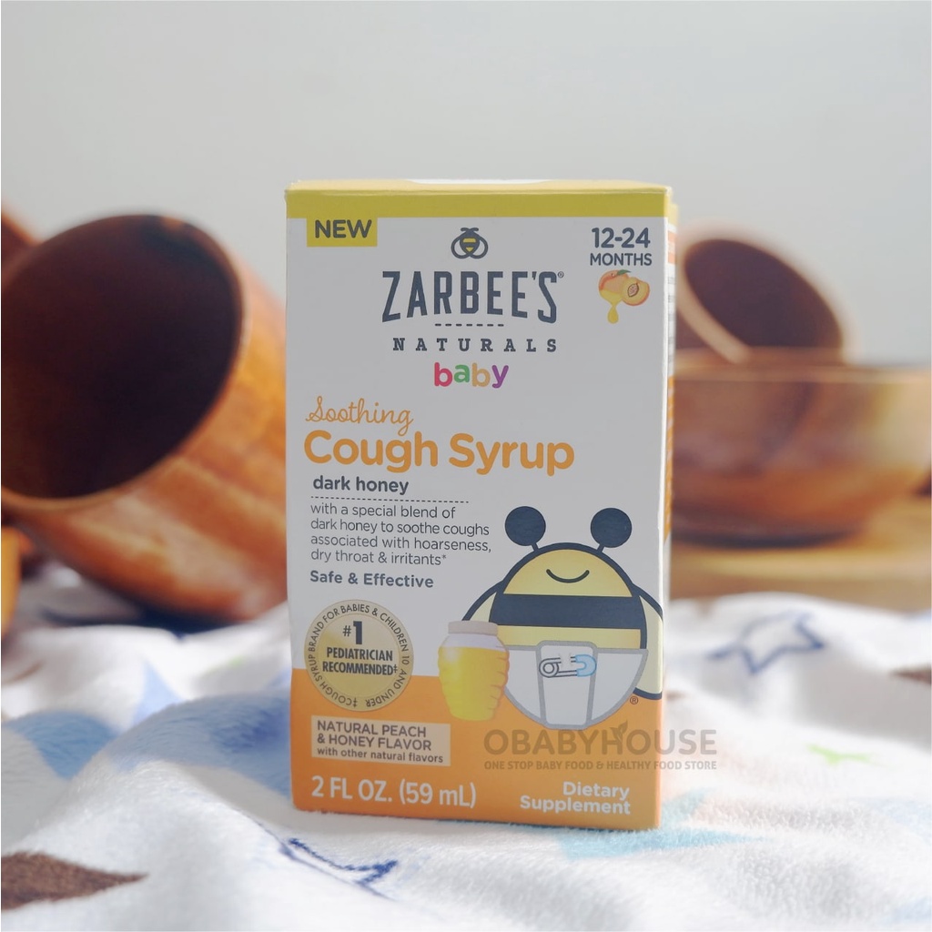 Zarbee's Baby Soothing Cough Syrup With Dark Honey - Natural Peach &amp; Honey Flavor 59 ml