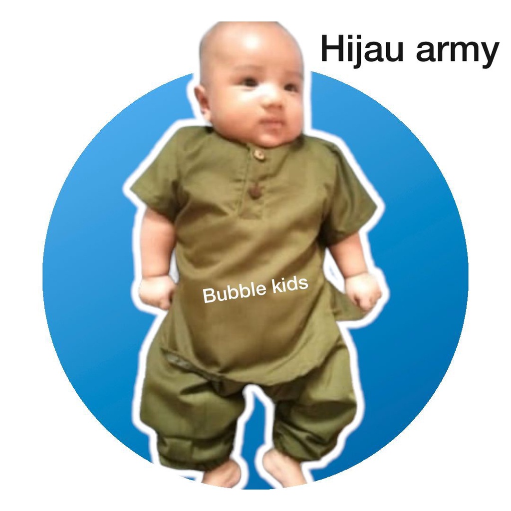 Setelan Koko Model Joger Anak Bayi Balita Fashion Muslim Katun Polos 0-2 Tahun army