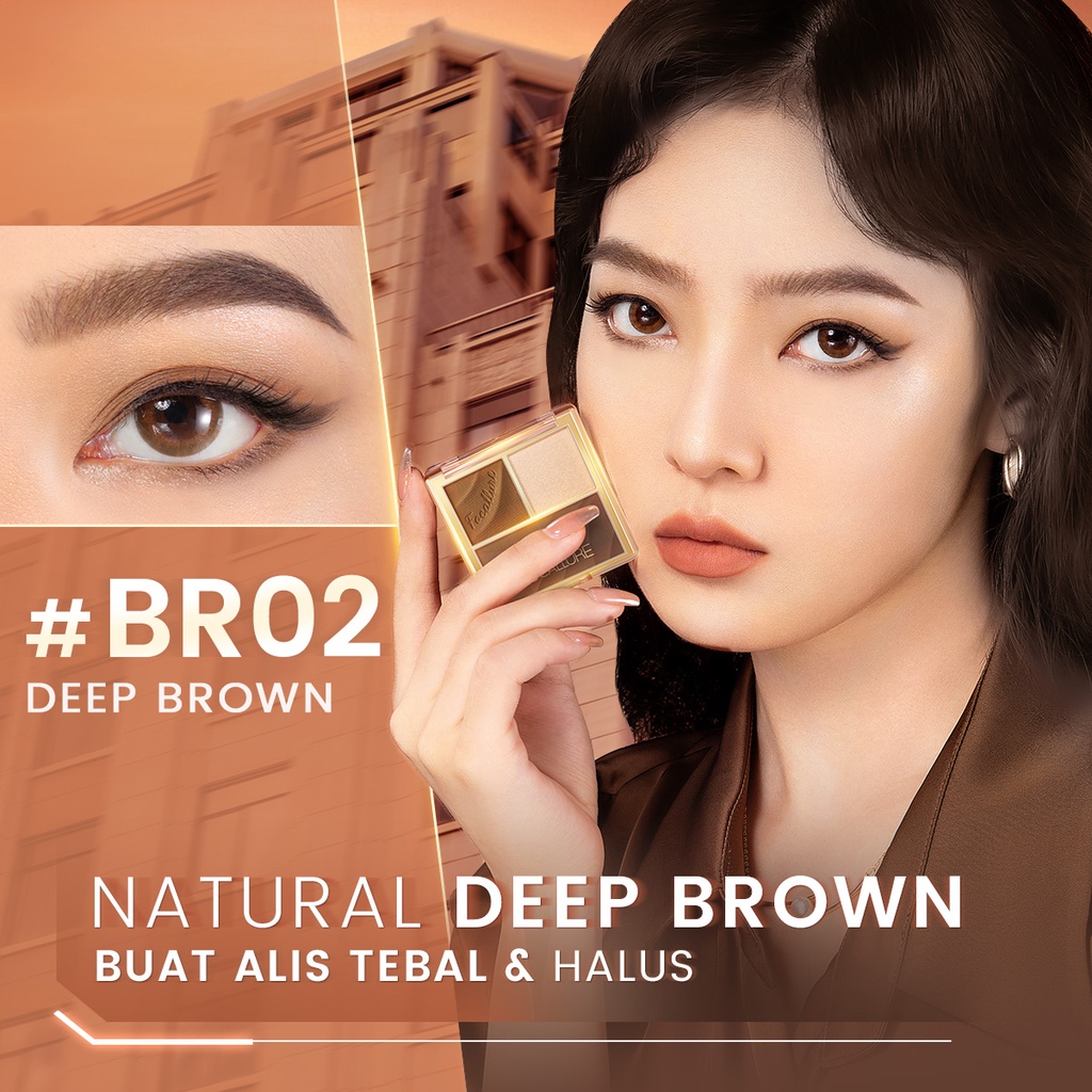 FOCALLURE AmberGold 3 IN 1 Eyebrow Powder Palette Multi-Use Eyeshadow Contour Waterproof 3 Colors