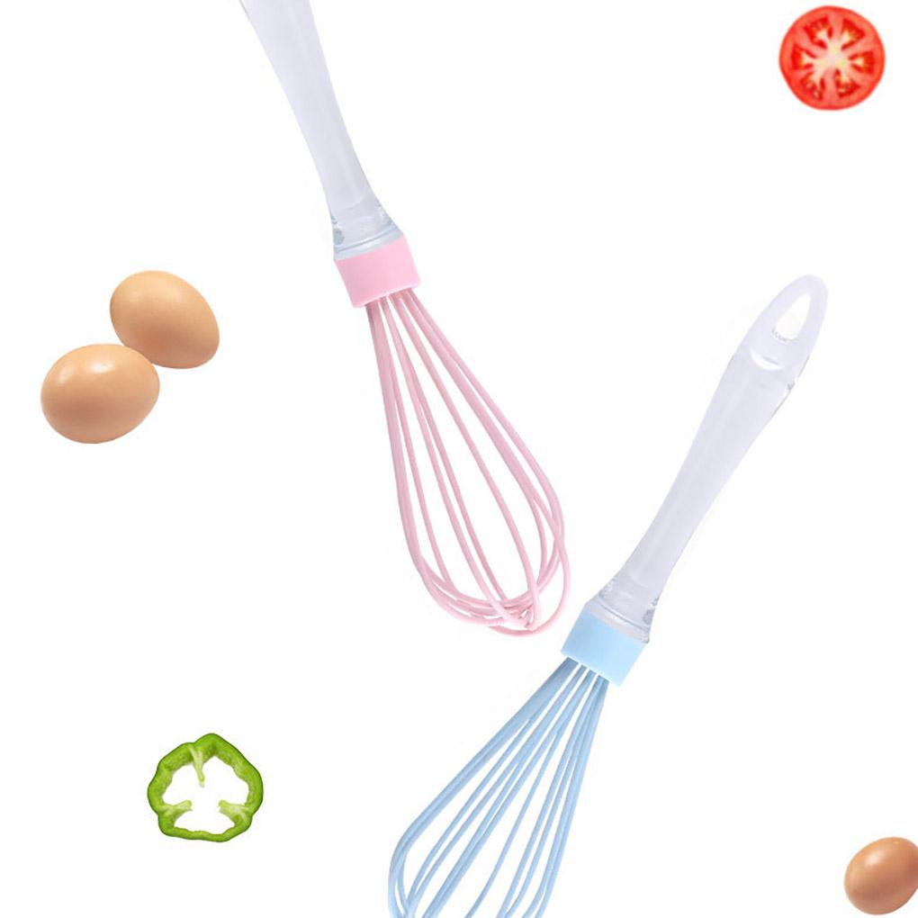 Pengocok Telur Silicone Whisk Cream Mixer Manual Blender Milk Frother Alat Dapur Baking Pink