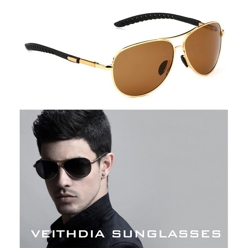 Veithdia Kacamata Aviator Polarized Sunglasses - 3360 - OMHAQHGD Golden
