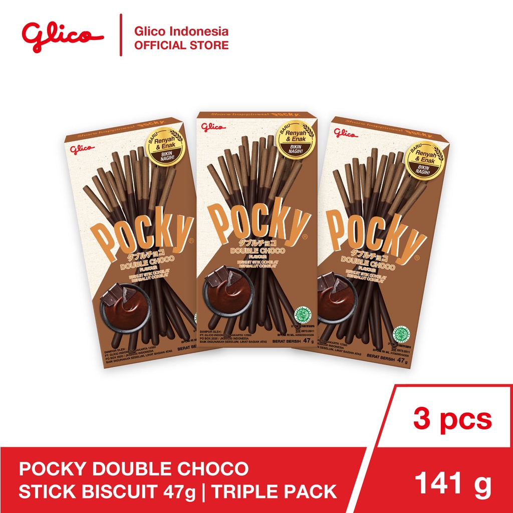 

Glico Pocky Double Choco Stick Biscuit 47g Triple Pack