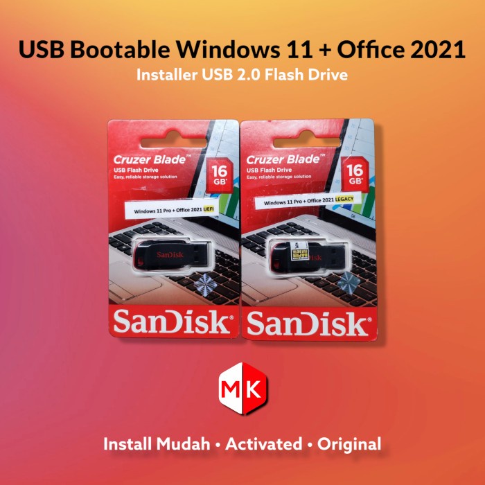 

USB FLASHDISK SANDISK BOOTABLE INSTALLER WIN 11 + OFFICE 2021