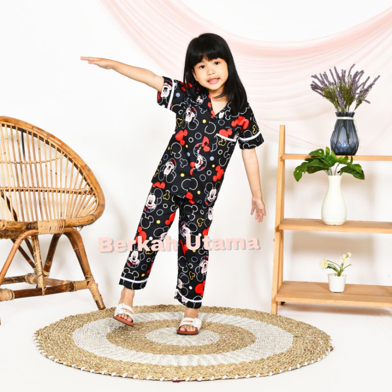 Baju Tidur Anak Perempuan Laki laki Piyama Kids Pakaian Bayi Motif Doraemon Mickey Mouse Tayo Starmo