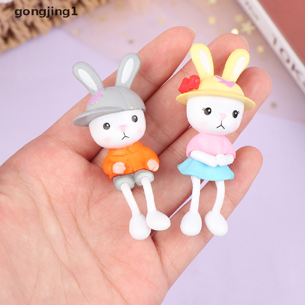 Ggg Patung Dekorasi Pemandangan Miniatur Kelinci Kaki Panjang Resin Lucu Home Decor ID