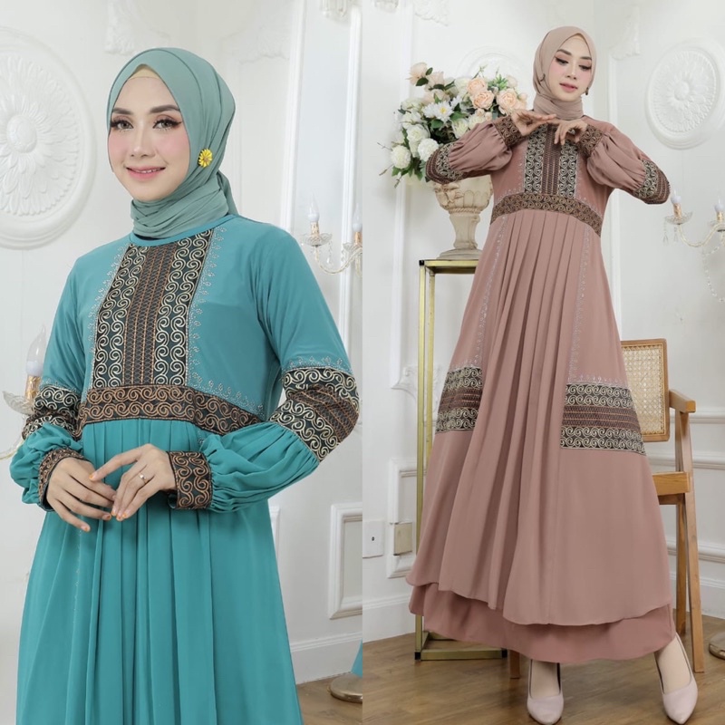 RINA BUSANA - COD - Gamis Abaya Turkey Warna Terbaru - Abaya Warna Coksu - Gamis abaya tangan balon 