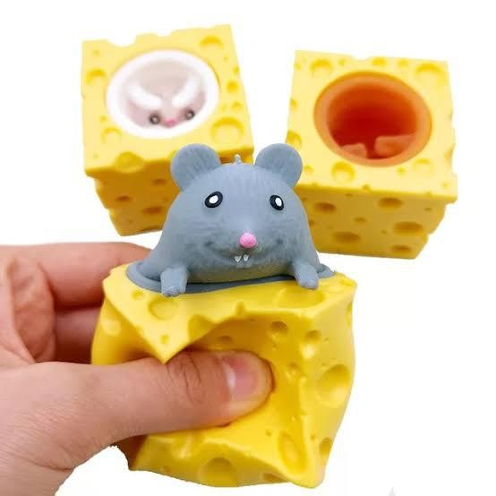 Cheese Mouse POP-UP Squirrel Stress Relief SiliconeSqueeze Mainan Anak upai Tikus Sensory Toys for kids