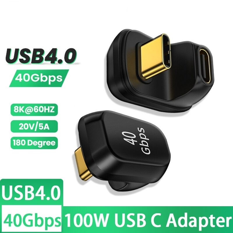 180 Degree U Adapter Converter USB 4.0 Type C Female to Male 40Gbps