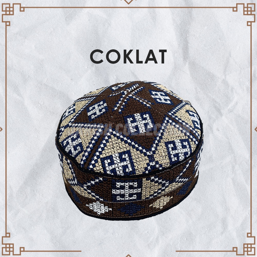 Peci PAKISTAN Motif Ovais Cap Full Bordir Kopiah Haji Premium Sholat Santri Pria Dewasa Anak Laki Kopyah Bulat Solat Pesantren Hitam Item Putih Hijau Biru Maroon Coklat Kopeah Murah Ori Original Polos Model Bordil Songkok Pakistan Kopia Motip Kupiah Impor