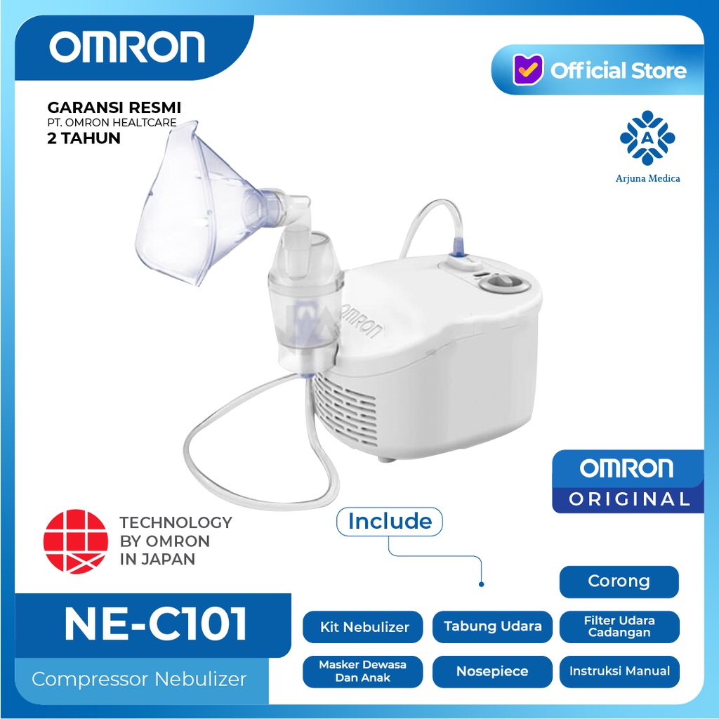 Omron Compressor Nebulizer NE - C101 | Nebu Alat Uap | Nebulizer Portable | Nebulizer Anak Bayi | Batuk Pilek Asma