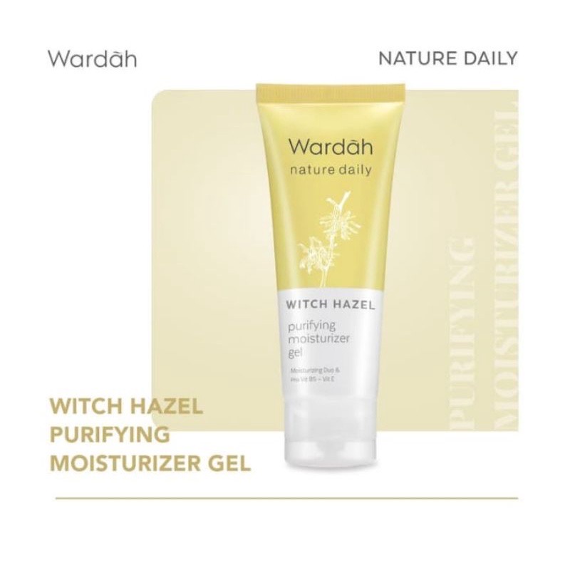 WARDAH Nature Daily Witch Hazel Series Indonesia / Purifying Moisturizer Gel / Pelembab Wajah 40ml / Moisturizing Duo Pro Vit B5 Vit E / Moisturizing Melembabkan Hydrating Hidrasi Soothing Calming Berminyak Kering / Skincare Face Care Treatment Perawatan