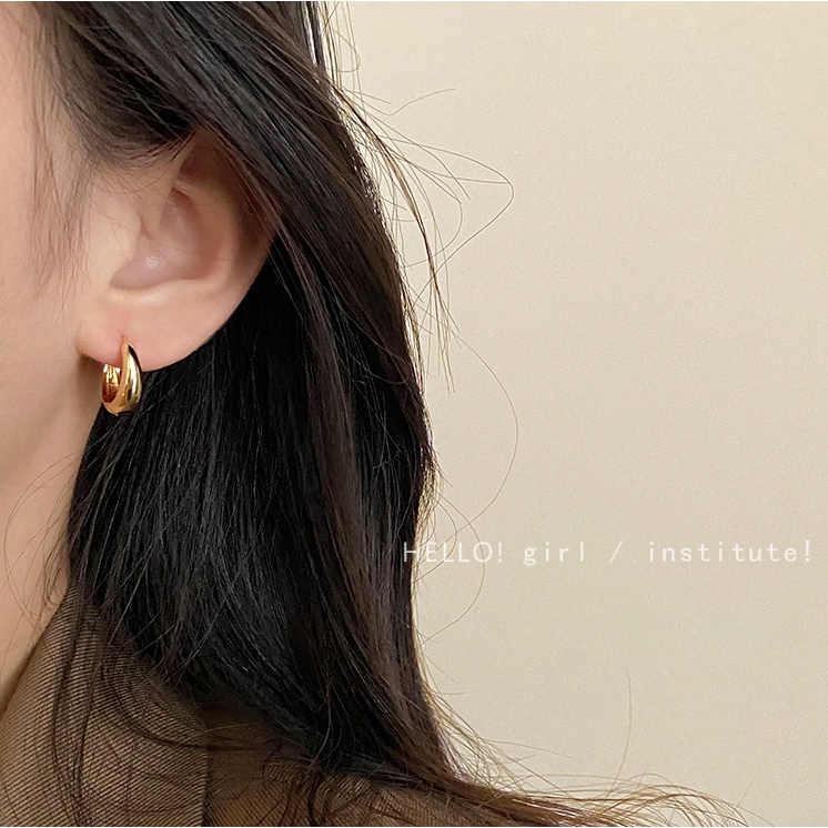 Korea Anting Emas Perak Wanita Elegan Hypoallergenic Hoop Earring Y2K Perhiasan Aksesoris