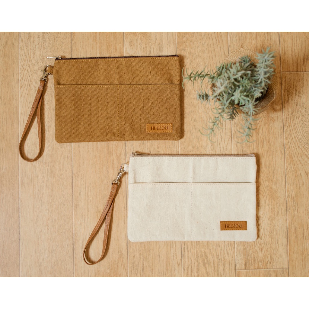 Clutch Bag Canvas Pouch Hp estetik Aesthetic Simple  Kanvas polos  pria wanita Heejou