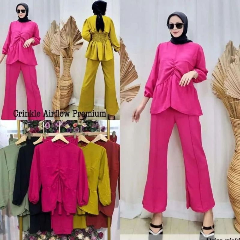 RAHEL SET CRINKLE PREMIUM CELANA CUTBRAY LD 110 // RAHEL SETELAN SMOKE CRINKLE TERBARU // ONESET RAH