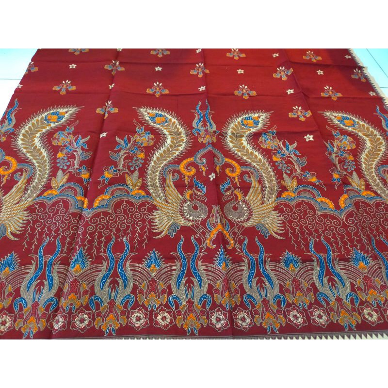 kain batik print khas trusmi cirebon pria wanita merah bahan katun