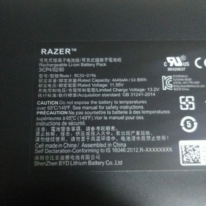 BATERAI LAPTOP RAZER RC30-0196 Razer Blade Stealth RZ09-0196 2016 V2 12.5 inch