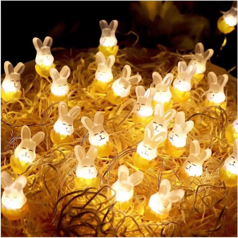 Lampu Taman Kamar Properti Lucu Bunny Light String Paskah Ulang Tahun Tahun Baru Dekorasi Fleksibel DIY LED Decor String Lights Cute Rabbit Carrot Lamps